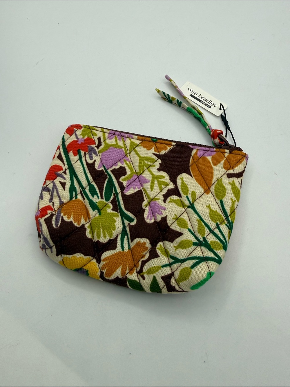 NWT Vera Bradley Outlet Evening Garden Essential Zip Quilted Pouch Coin Purse - Picture 3 of 4